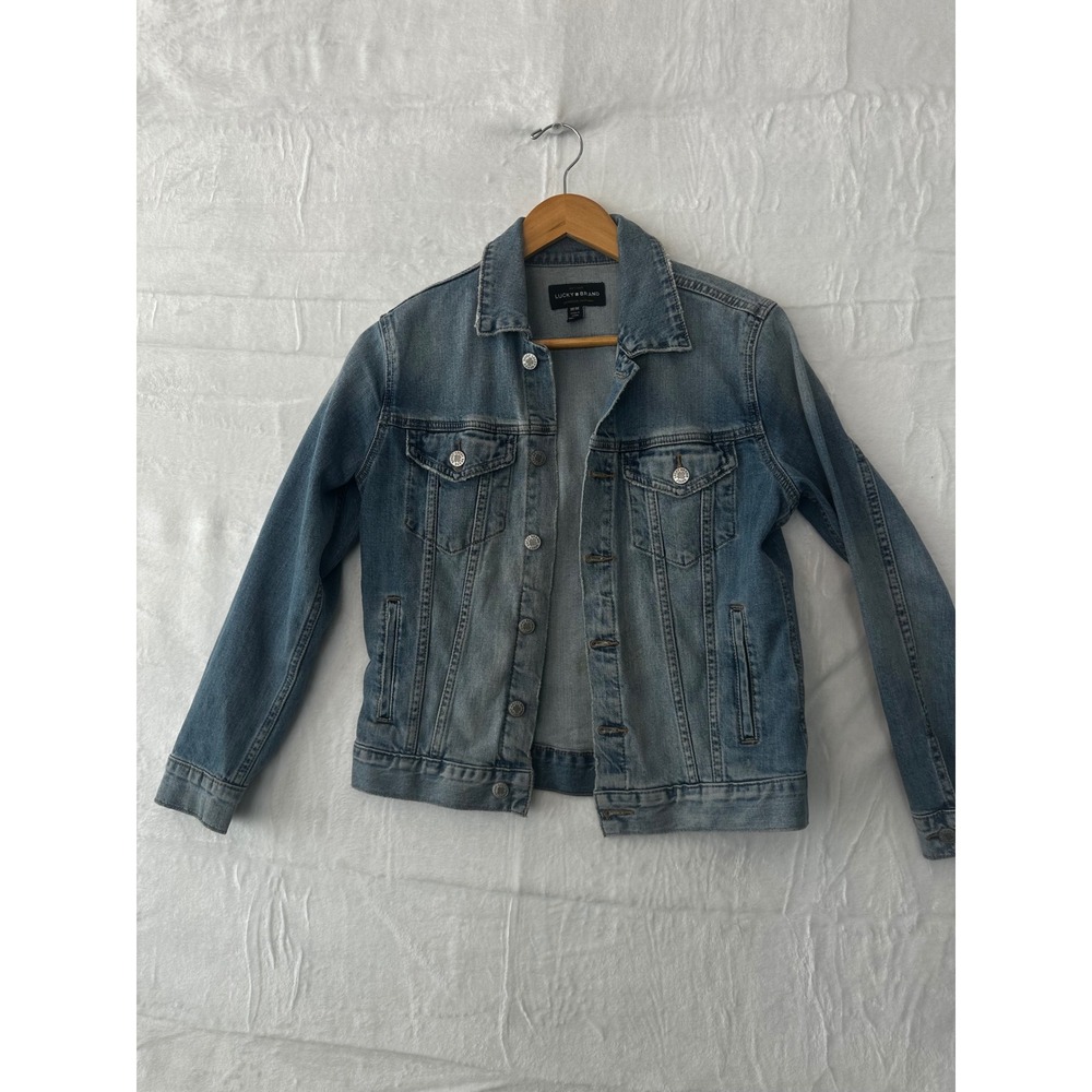 Lucky Brand Women Denim Jacket Blue Wash Classic Trucker‎ M Medium